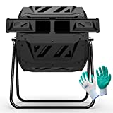 Compost Tumbler Bin Composter Dual Chamber 43 Gallon (Bundled with Pearson's Gardening Gloves)